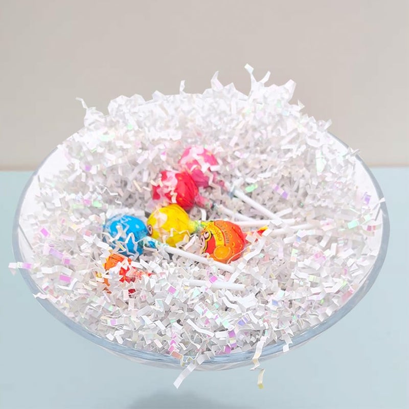 Keoferlo White Paper Shred Baskets Stuffing 1/2 LB Gift Box Filler Crinkle Cut Paper Grass for Bridesmaid Proposal Box Wedding Packing Shipping Decorations (Diamond White) - Image 2
